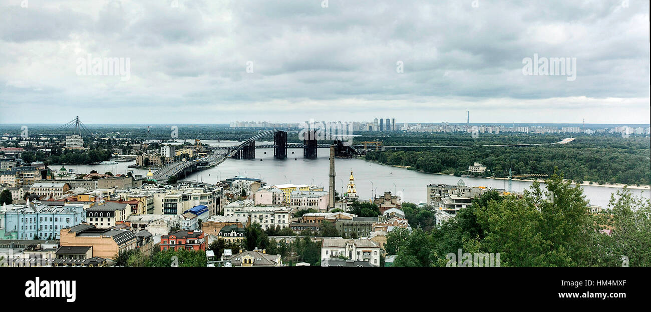 Panoramablick von Kiew und den Dnjepr Stockfoto