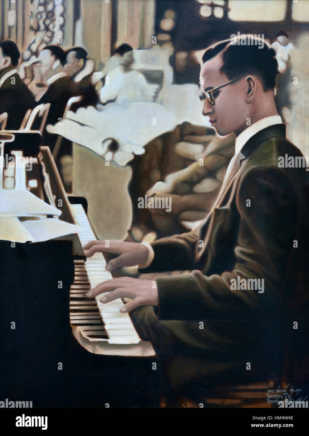König Bhumibol Adulyadej von Thailand 1927 – 2016 (König Rama IX) Gemälde Rajamangala Universität Bangkok Stockfoto