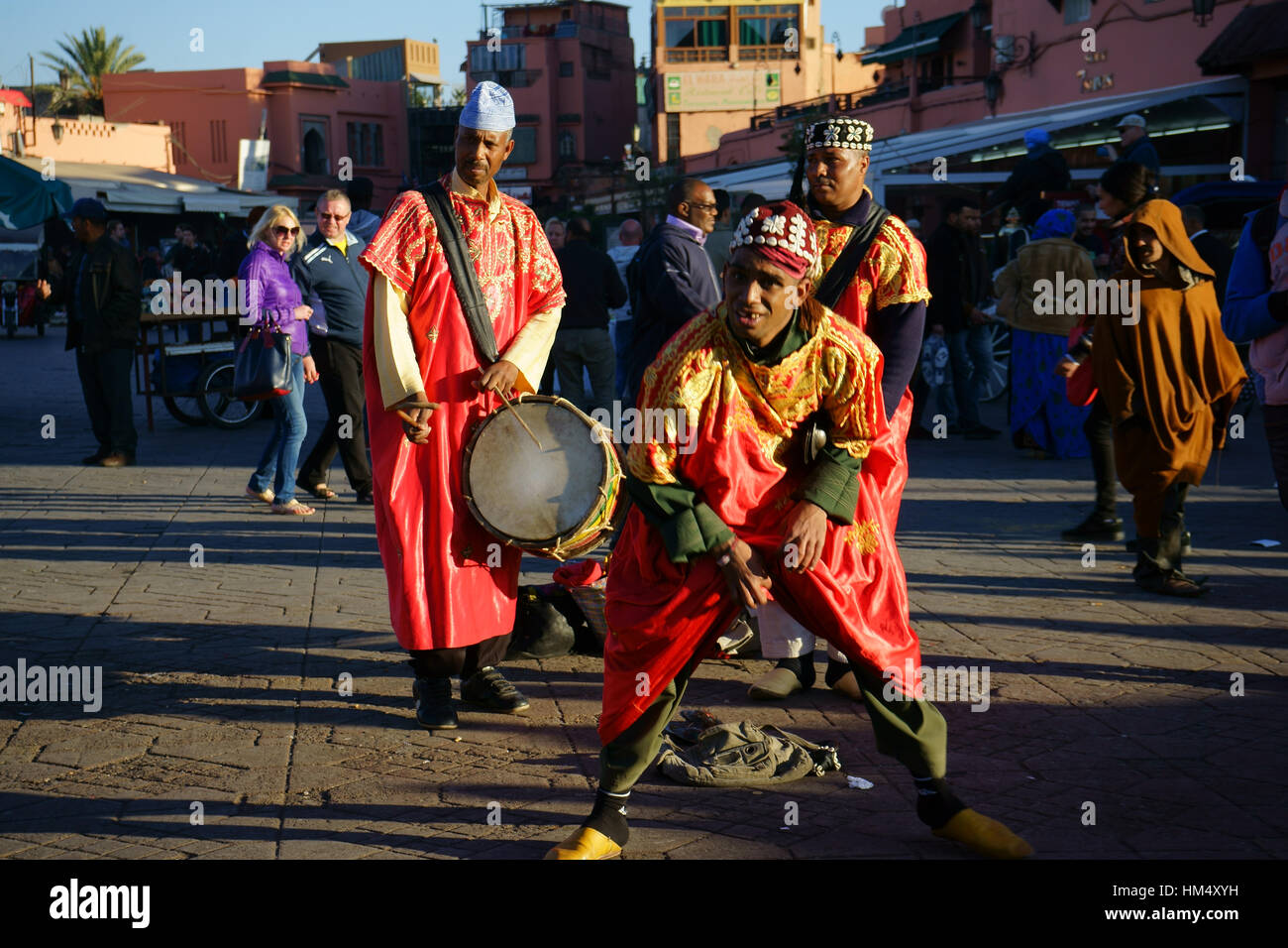 Panorama Jamaa el Fna Marrakesch Marokko Stockfoto