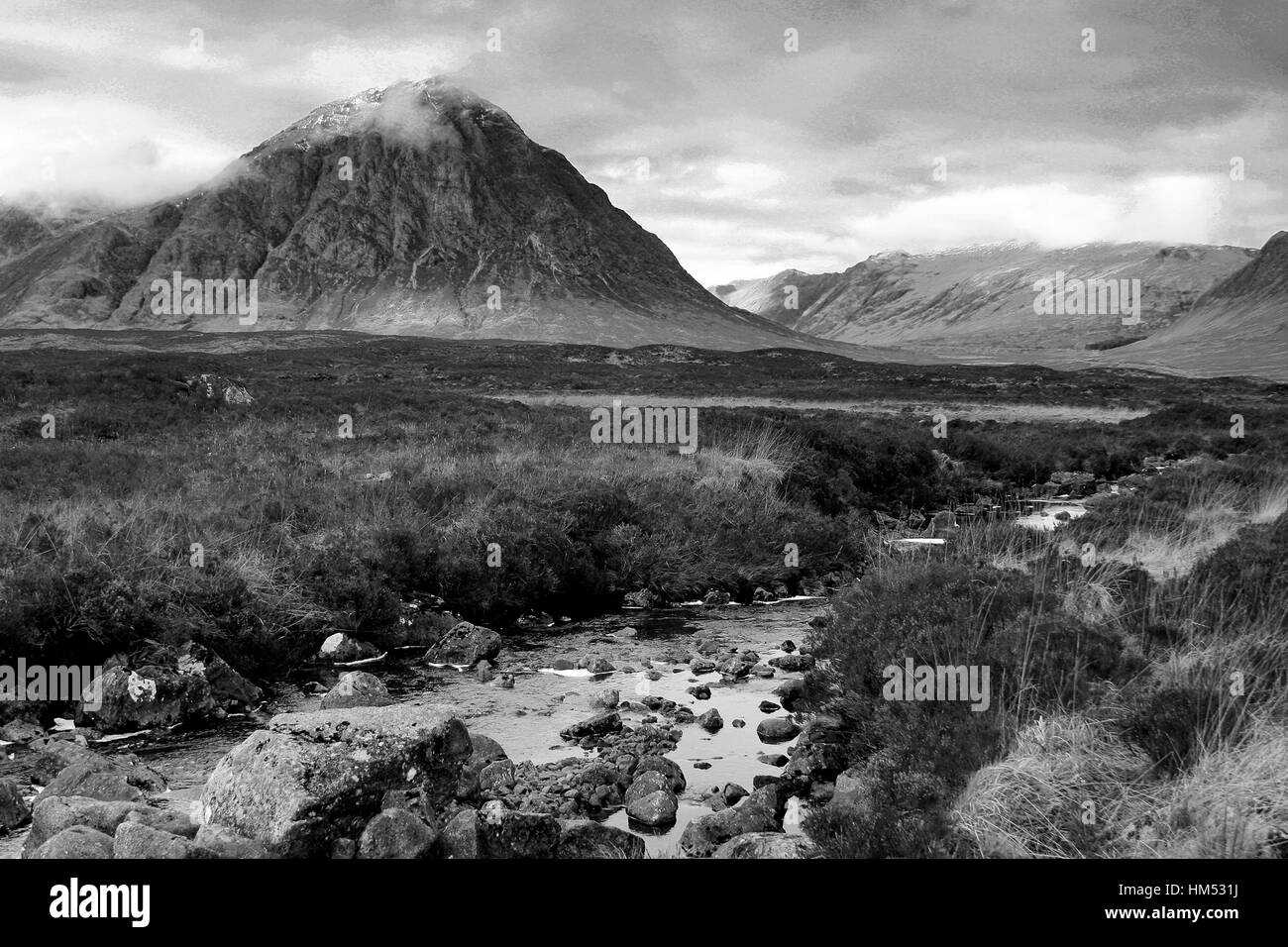 Buachaille Etive Mor Mountain Pass von Glen Coe Schottland Großbritannien Stockfoto