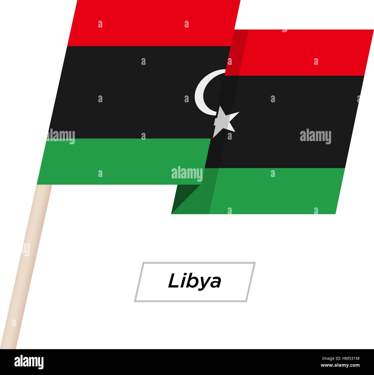 Libyen Band winken Flag, Isolated on White. Vektor-Illustration. Stock Vektor