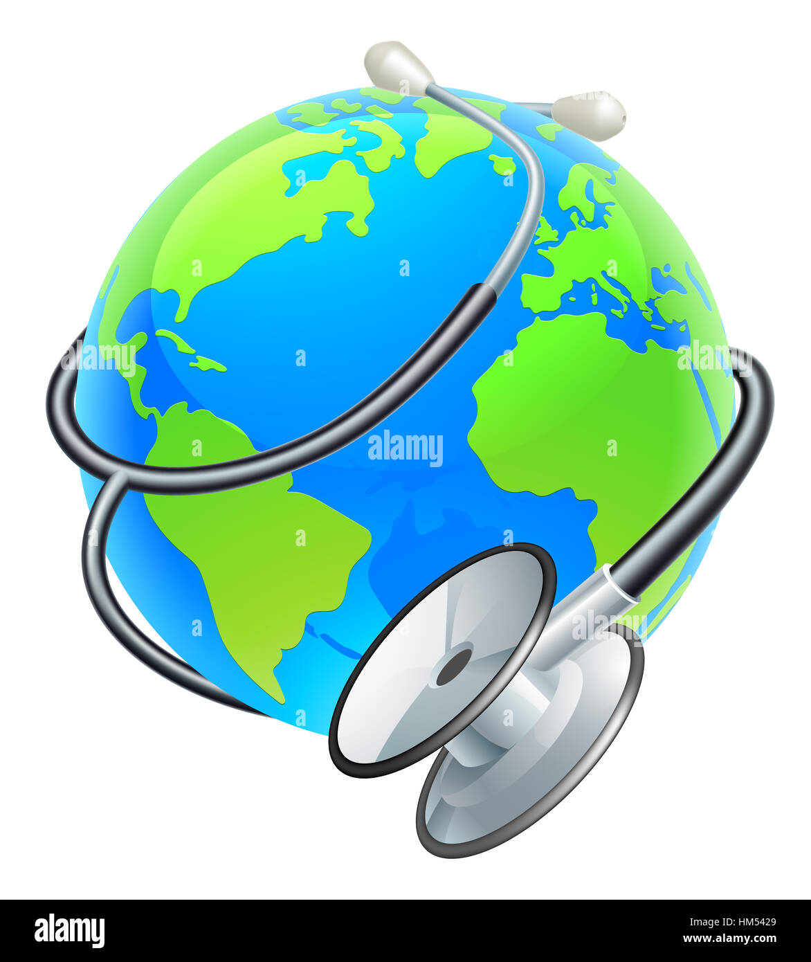Konzeptionelle Darstellung der ein Erde-Weltkugel mit einem medizinische Stethoskop umwickelt. Stockfoto