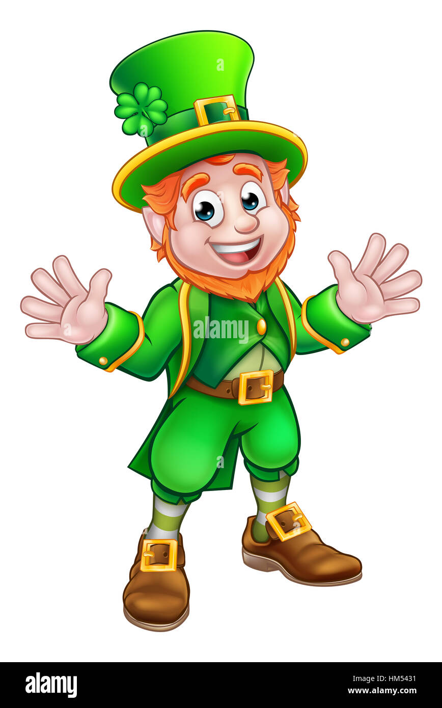 Cartoon-Kobold-St Patricks Day Charakter Maskottchen Stockfoto