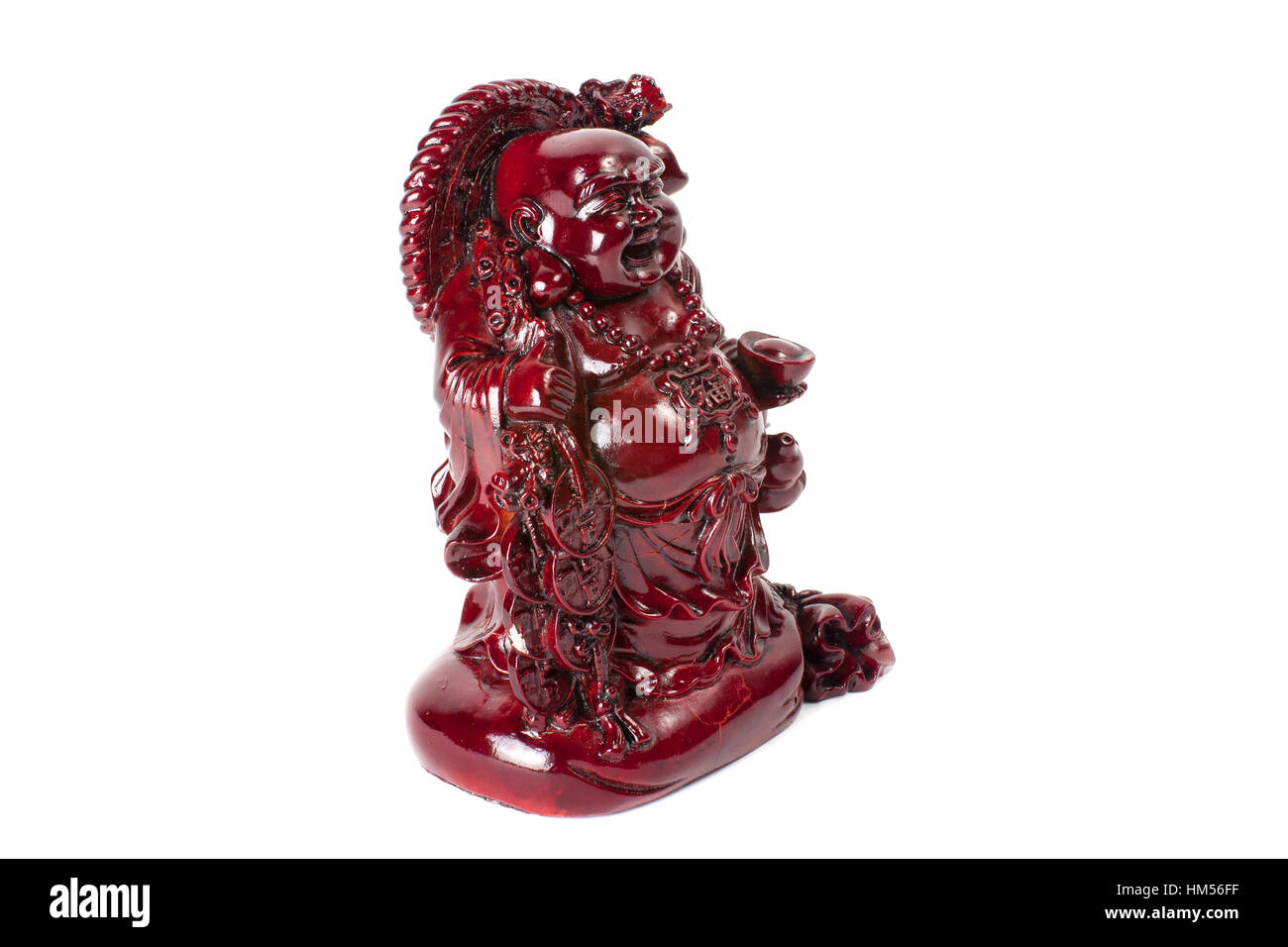 Statue, Buddha - Budai oder Hotei lachend. Isolierte fröhlichen Mönch. Stockfoto