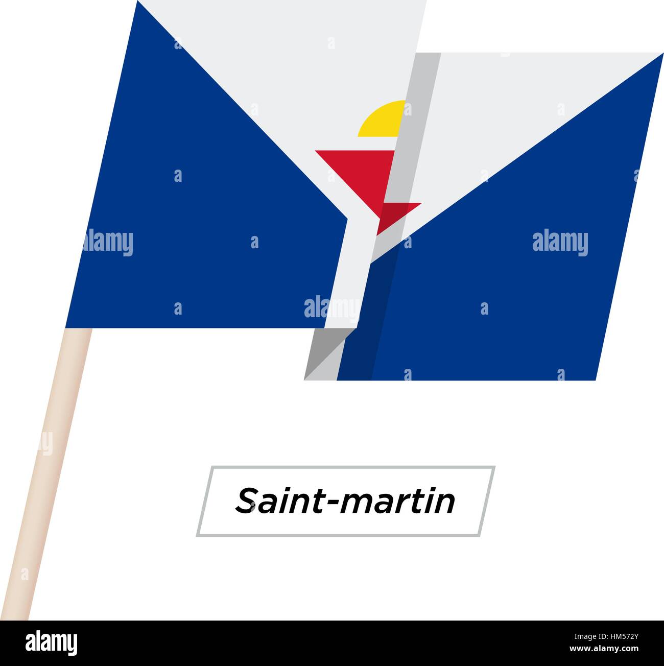 Saint-Martin Band wehende Flagge, Isolated on White. Vektor-Illustration. Stock Vektor