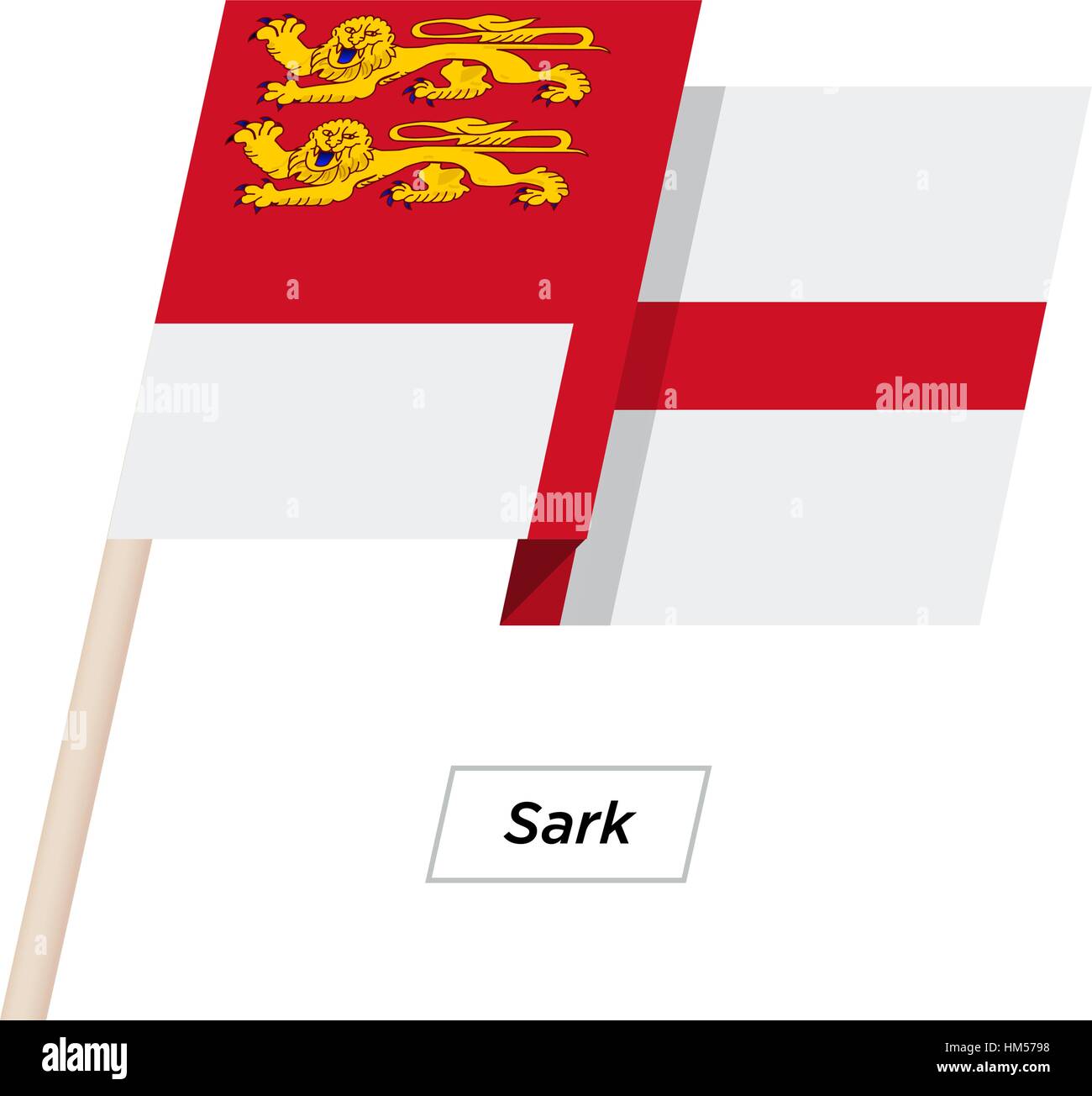 Sark Band winken Flag, Isolated on White. Vektor-Illustration. Stock Vektor