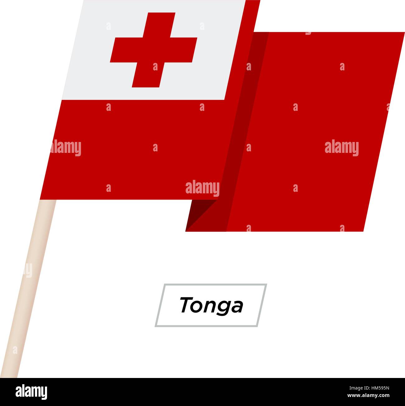 Tonga Band winken Flag, Isolated on White. Vektor-Illustration. Stock Vektor
