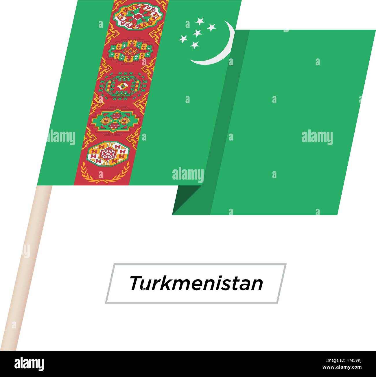Turkmenistan Band winken Flag, Isolated on White. Vektor-Illustration. Stock Vektor