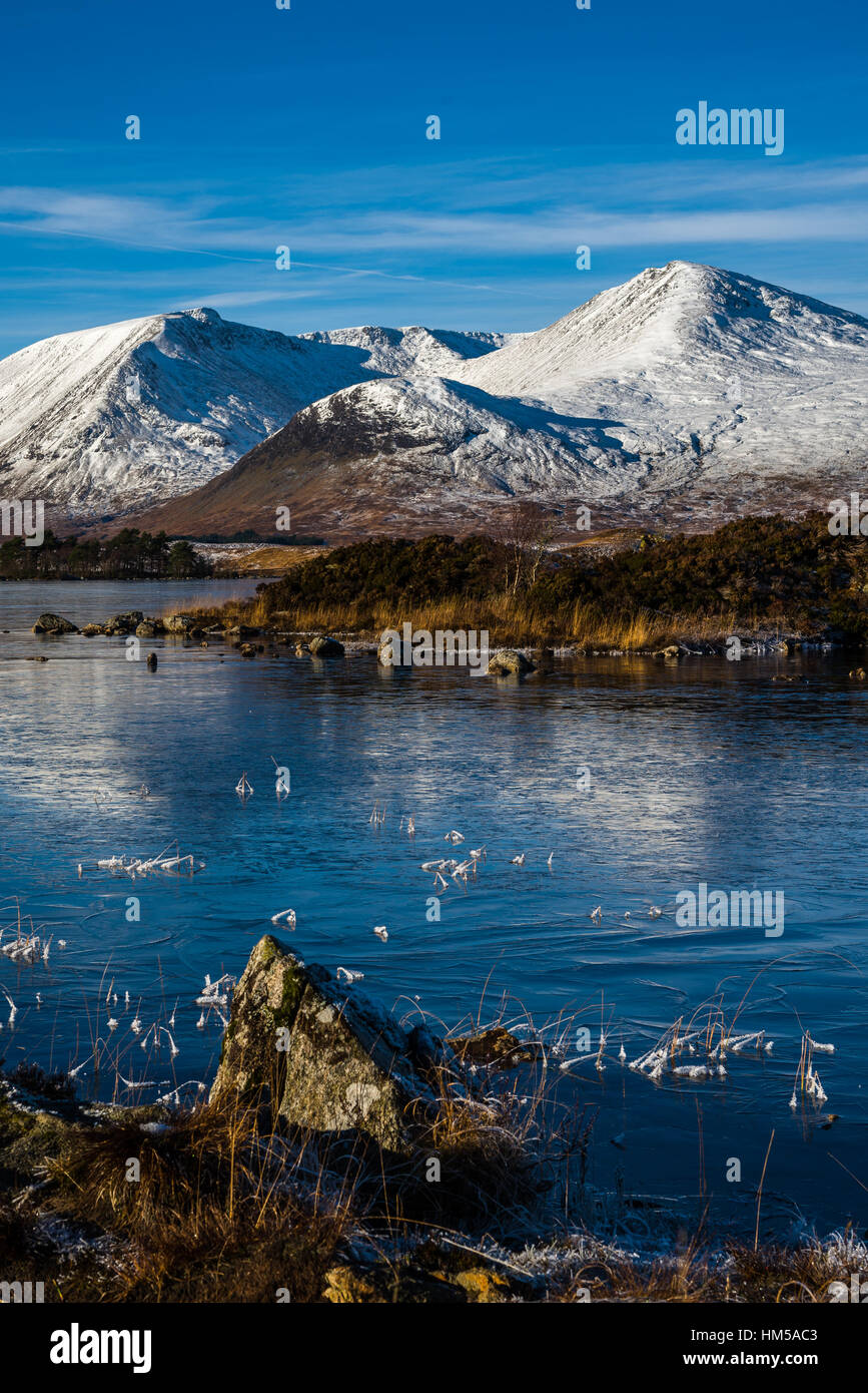 Gefrorene Loch Rannoch Moor Stockfoto