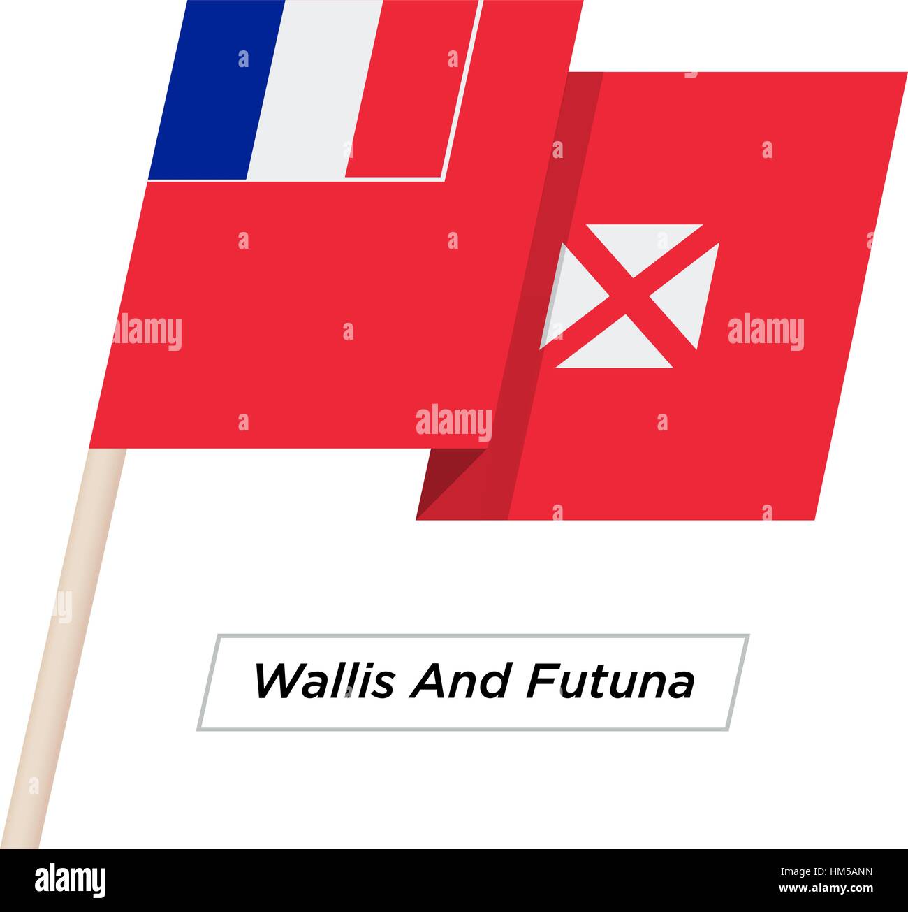 Wallis und Futuna Band wehende Flagge, Isolated on White. Vektor-Illustration. Stock Vektor