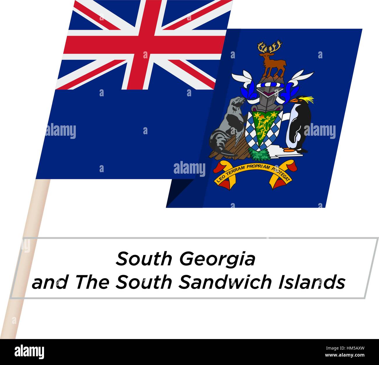 Südgeorgien und die Südlichen Sandwichinseln Band wehende Flagge, Isolated on White. Vektor-Illustration. Stock Vektor