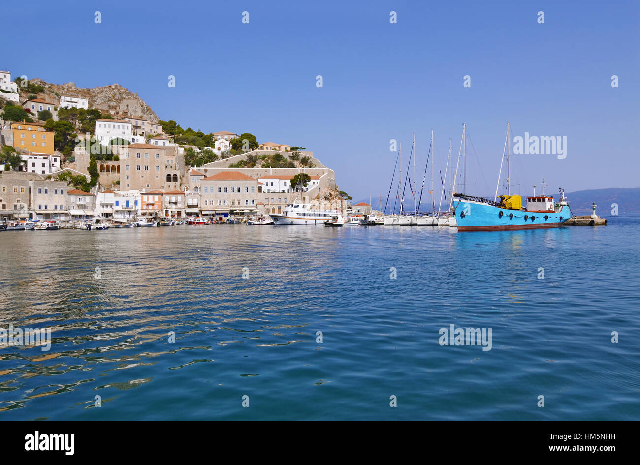 Hafen von Hydra Insel Saronischen Golf Griechenland Stockfoto