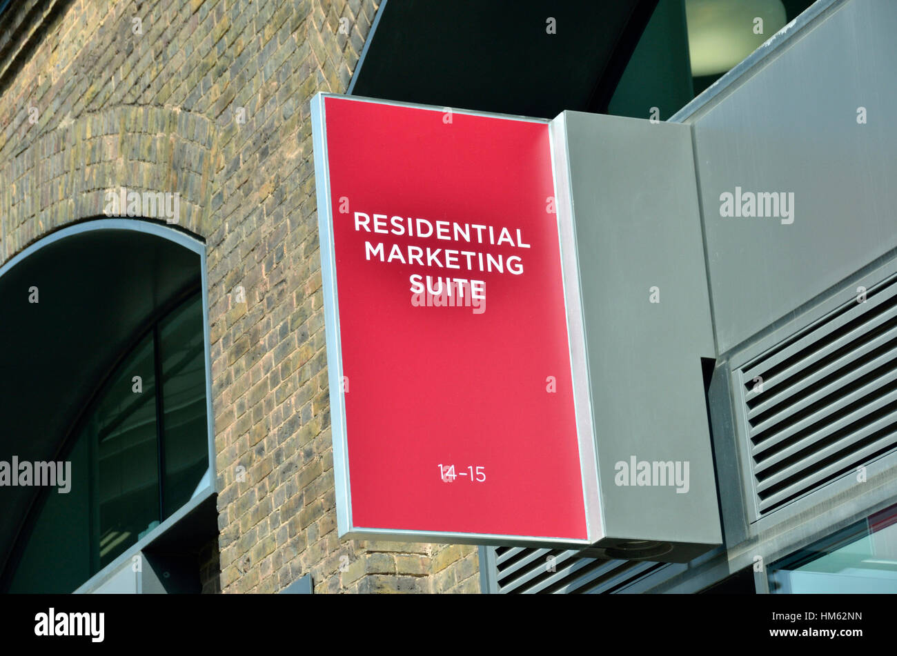 Wohn Marketing Suite anmelden, Kings Cross, London, UK. Stockfoto