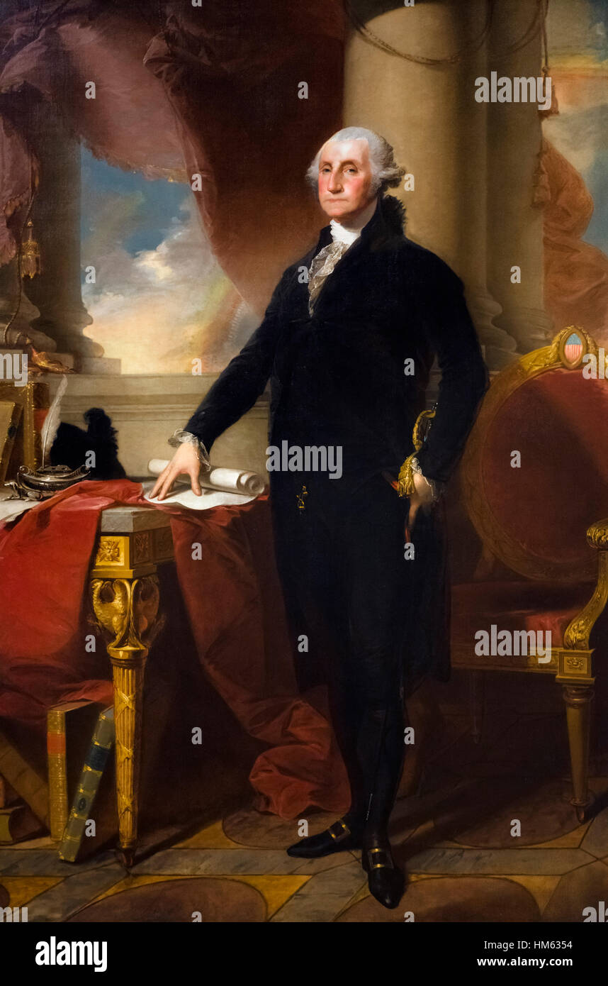 George Washington von Gilbert Stuart, Öl auf Leinwand, c.1900 der MMA-NY Version von Lansdowne Portrait. Stockfoto