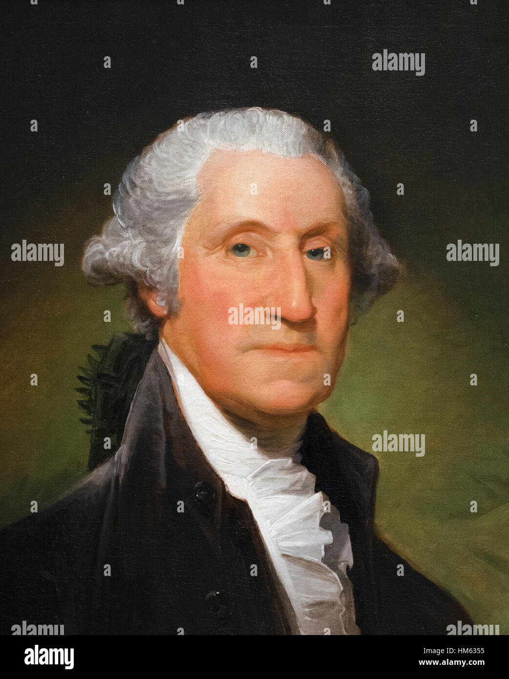 George Washington von Gilbert Stuart, Öl auf Leinwand, c.1795/6. Die Gibbs-Channing-Avery Portrait. Dies ist ein Ausschnitt aus einem größeren Bild. Stockfoto