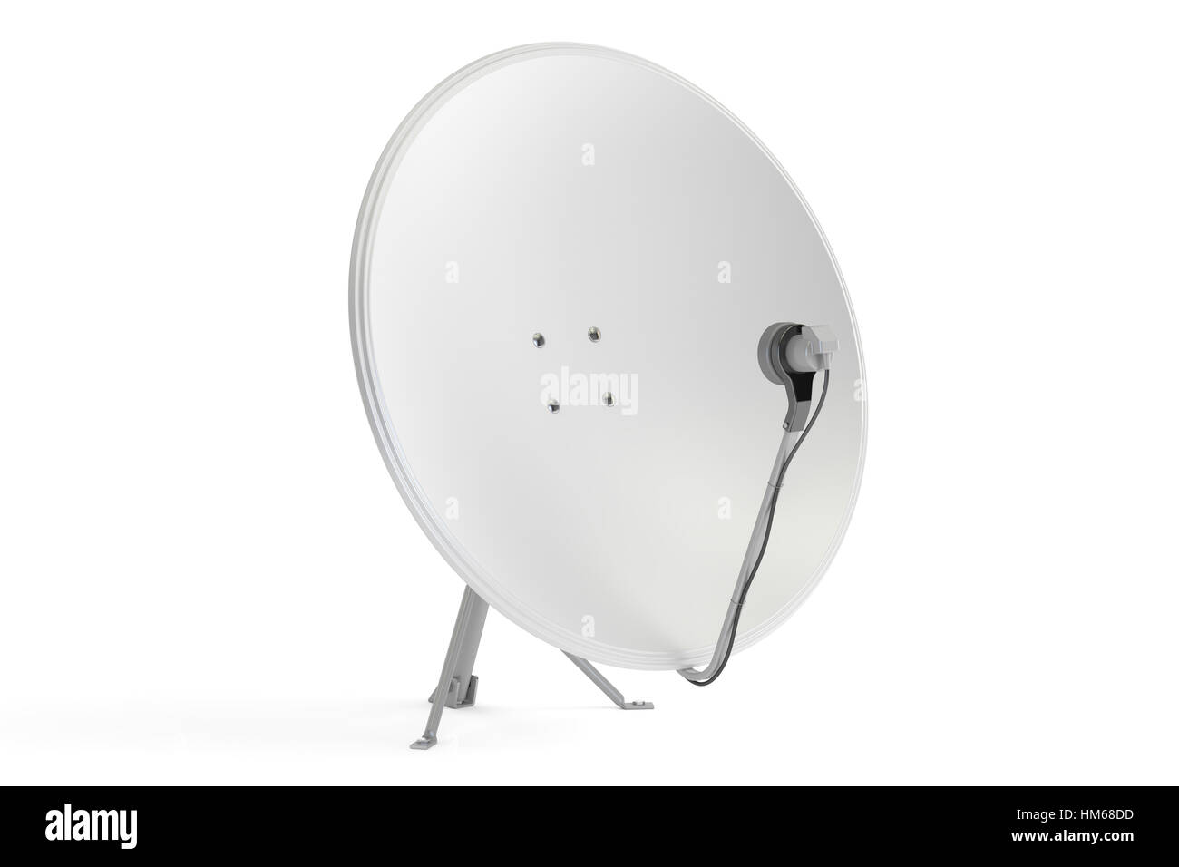 Satellitenschüssel, 3D-Rendering isolierten auf weißen Hintergrund Stockfoto