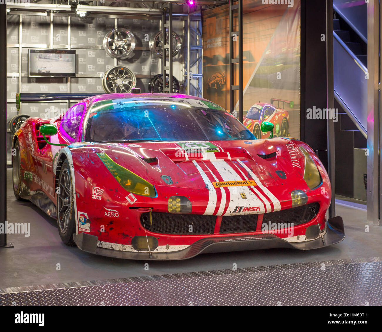 Ferrari 488 GT3 Rennwagen bei SEMA. Stockfoto