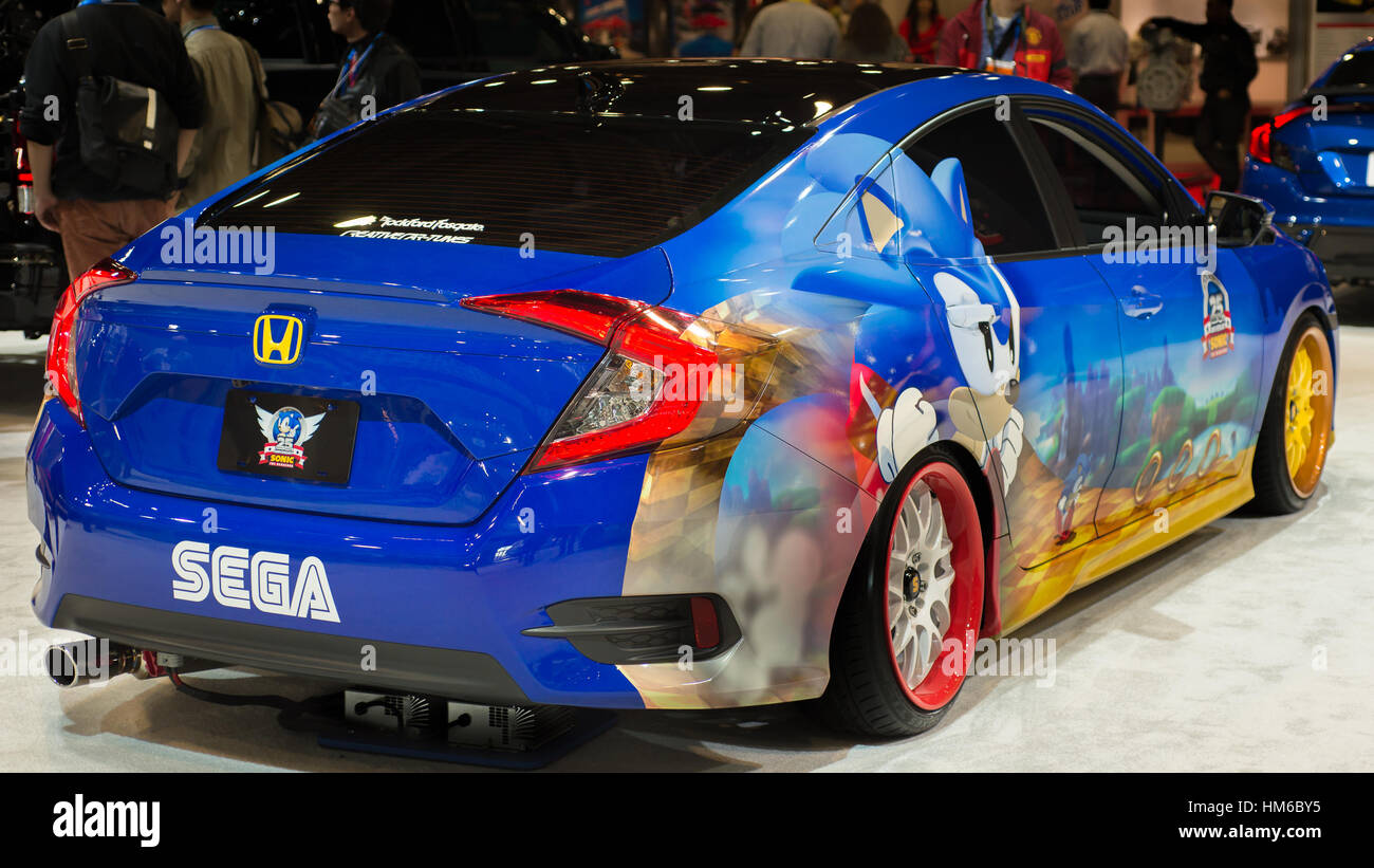 Sonic das Hedgehog Honda Civic Auto bei SEMA. Stockfoto