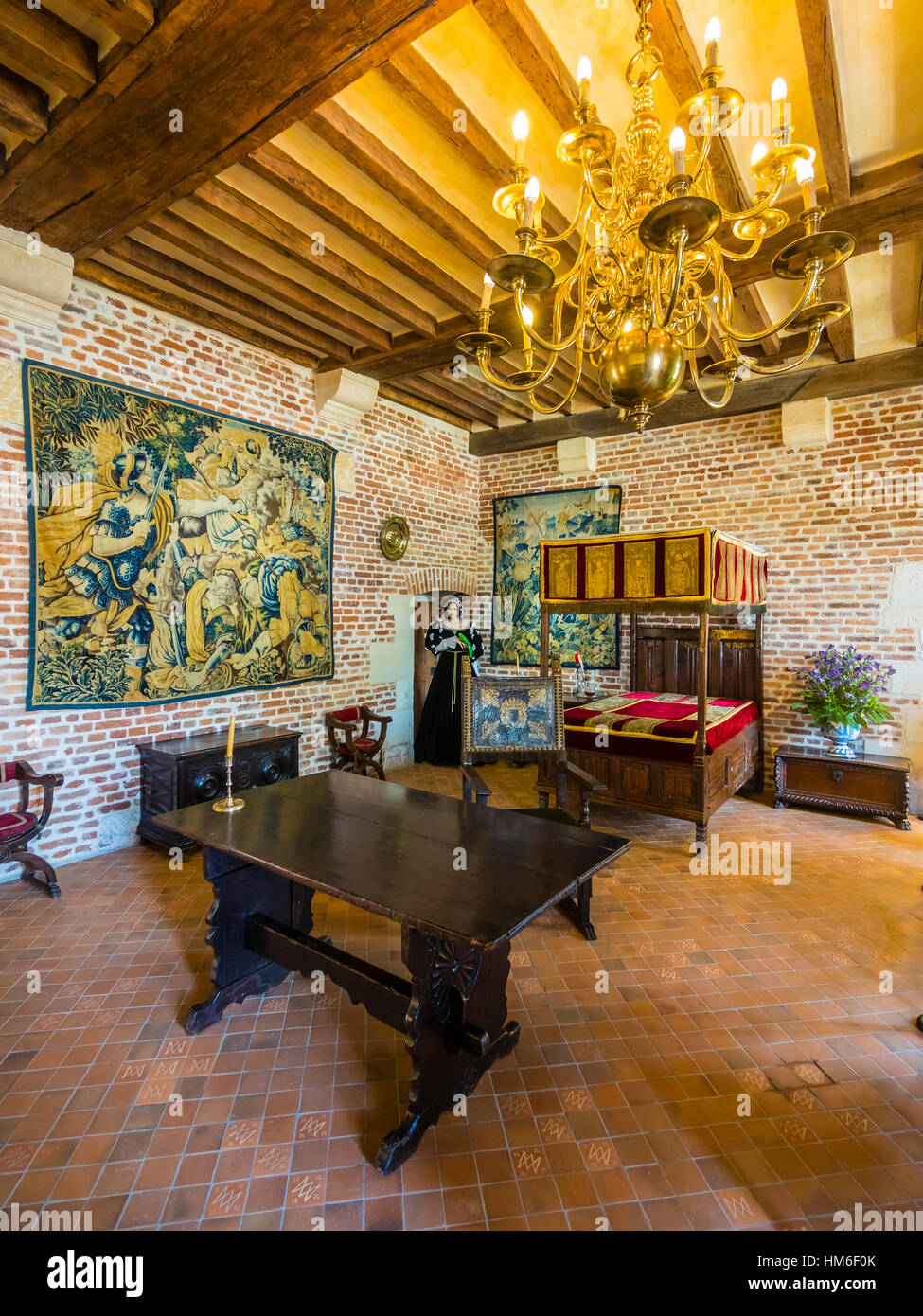 Wohnzimmer, Château du Clos Lucé, Amboise, Indre-et-Loire, Loire-Tal, Leonardo da Vinci Museum, Centre, Frankreich Stockfoto