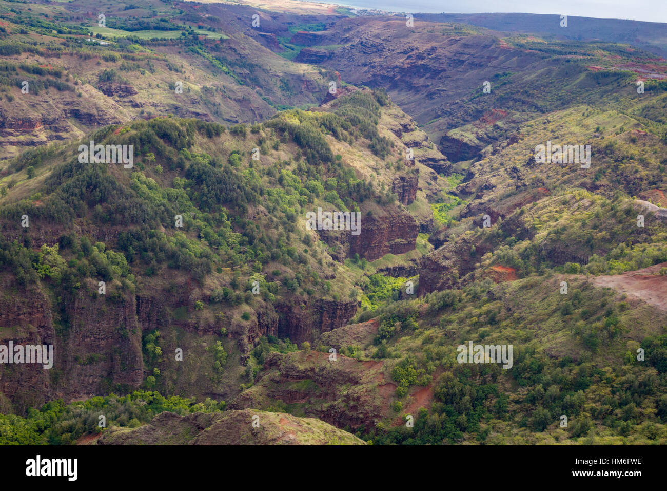 Luftaufnahme des Waimea Canyon auf Kauai, Hawaii, USA. Stockfoto