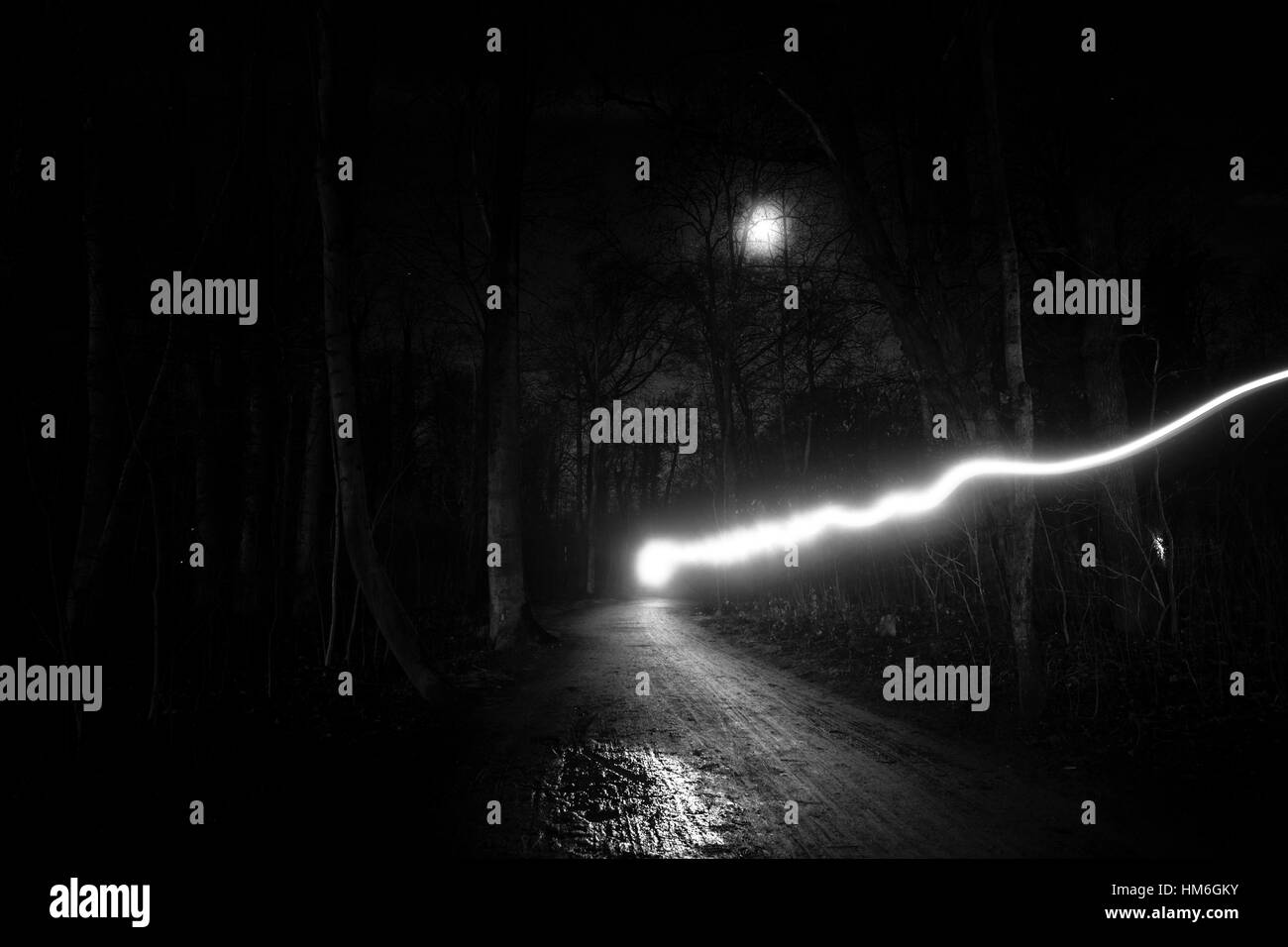 Zeitaufwand, Lichtstrahl, der in der Nacht, Deutschland Stockfoto