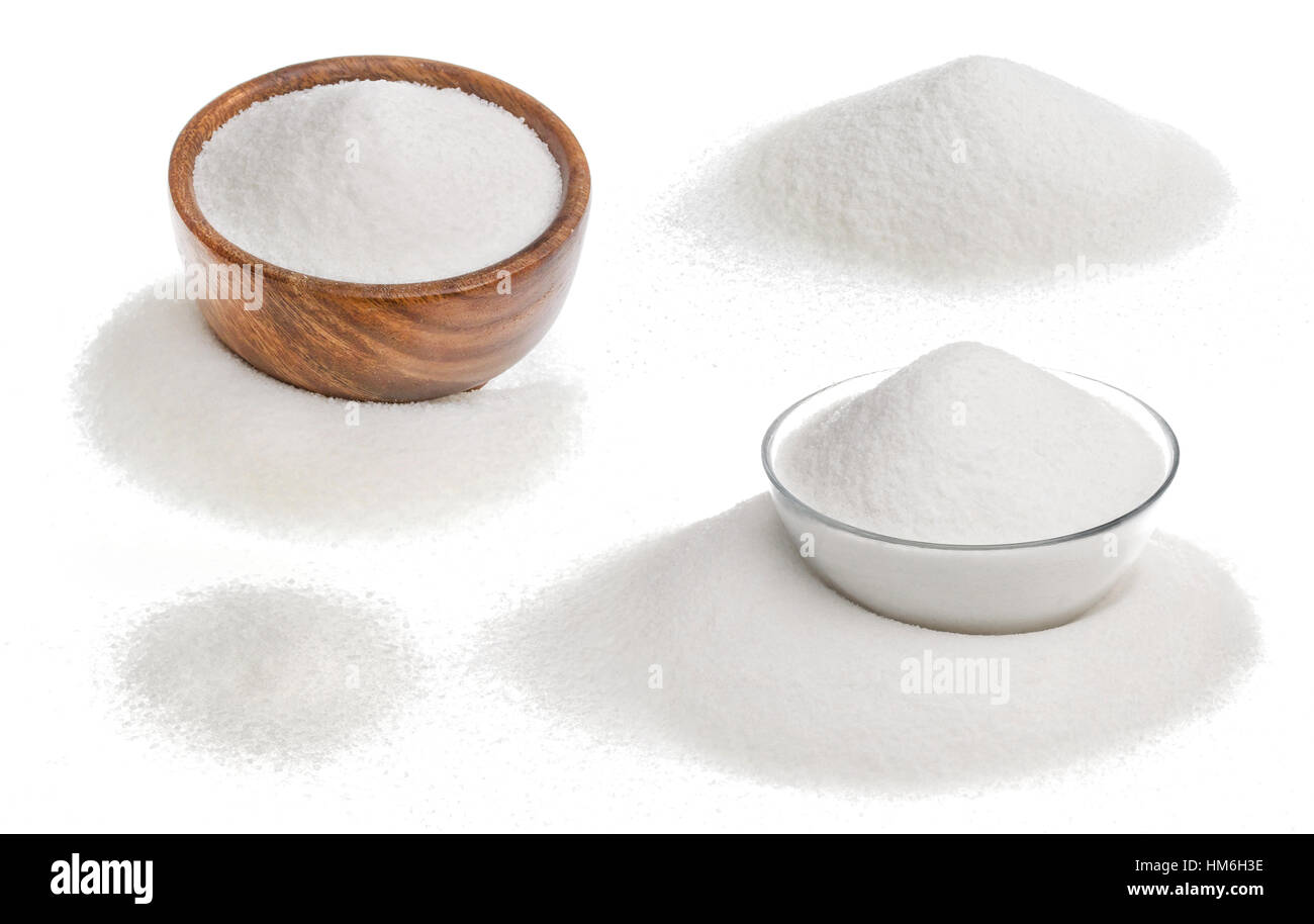 Zucker isoliert auf weißem Hintergrund mit Beschneidungspfad Stockfoto