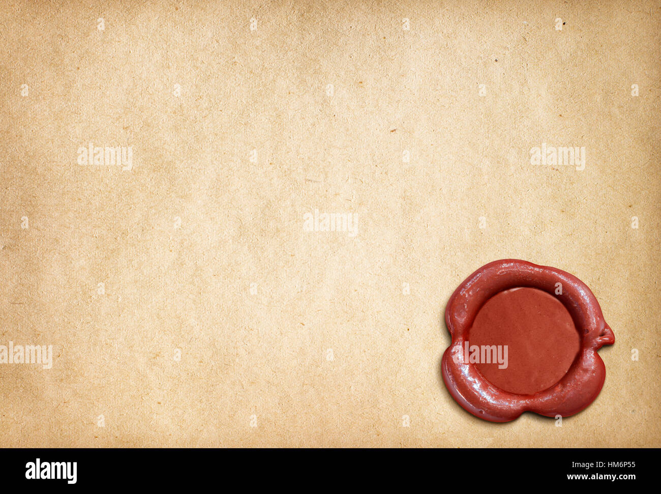 Alten Pergament-Papier-Brief mit rotem Wachs versiegeln Stockfoto