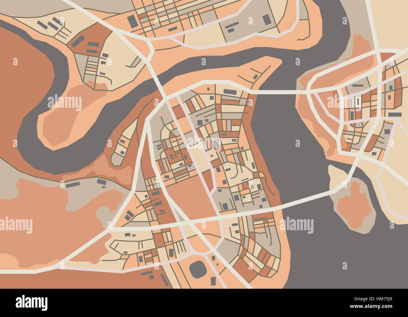 Dekorative Stadt Vektorkarte Stock Vektor