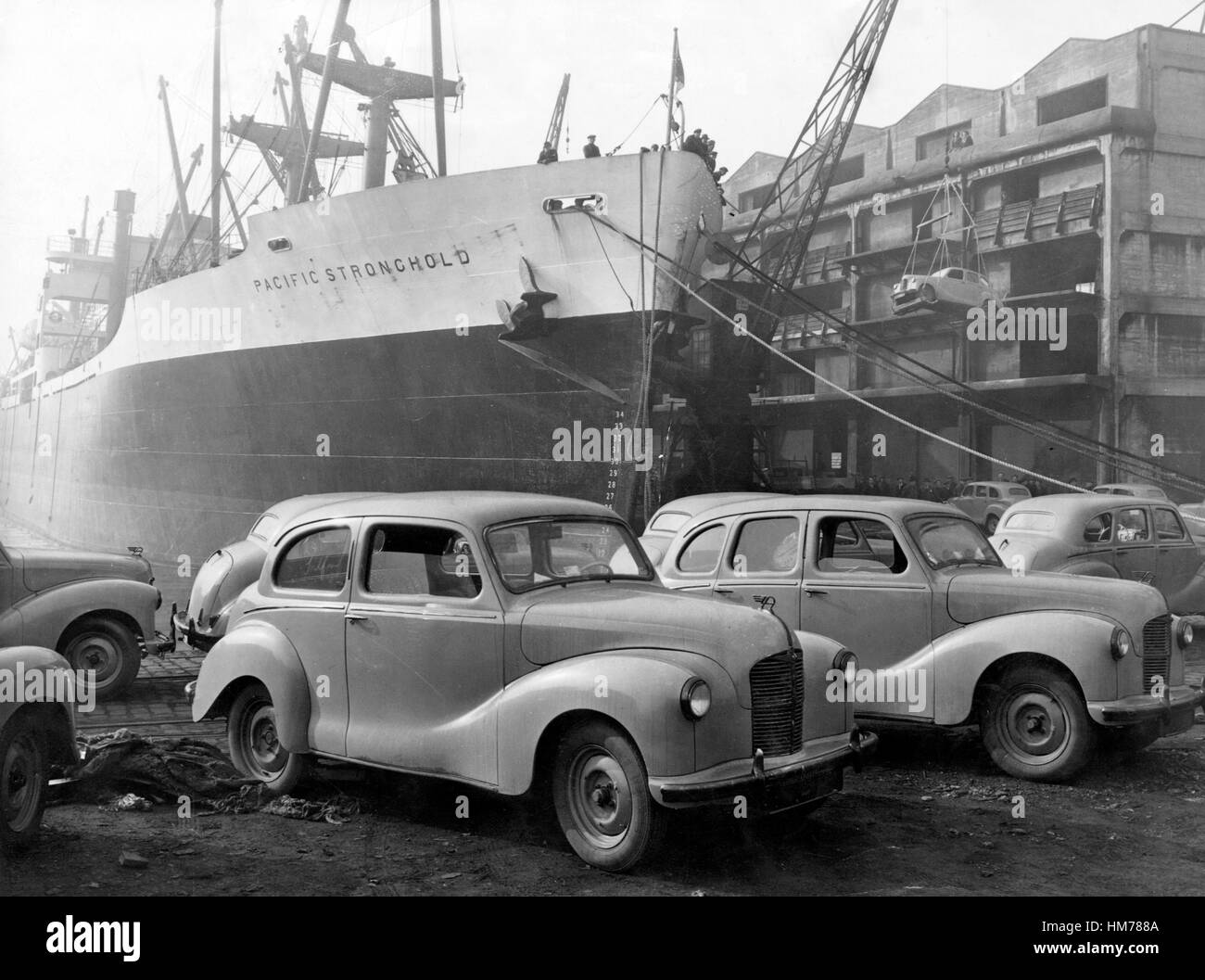 Austin A40s bereit für den Export nach USA 1948 Stockfoto
