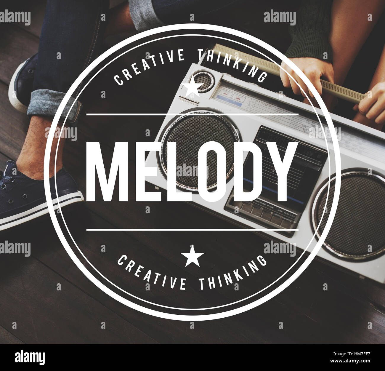 Melodie Vintage Vector Grafikkonzept Stockfoto