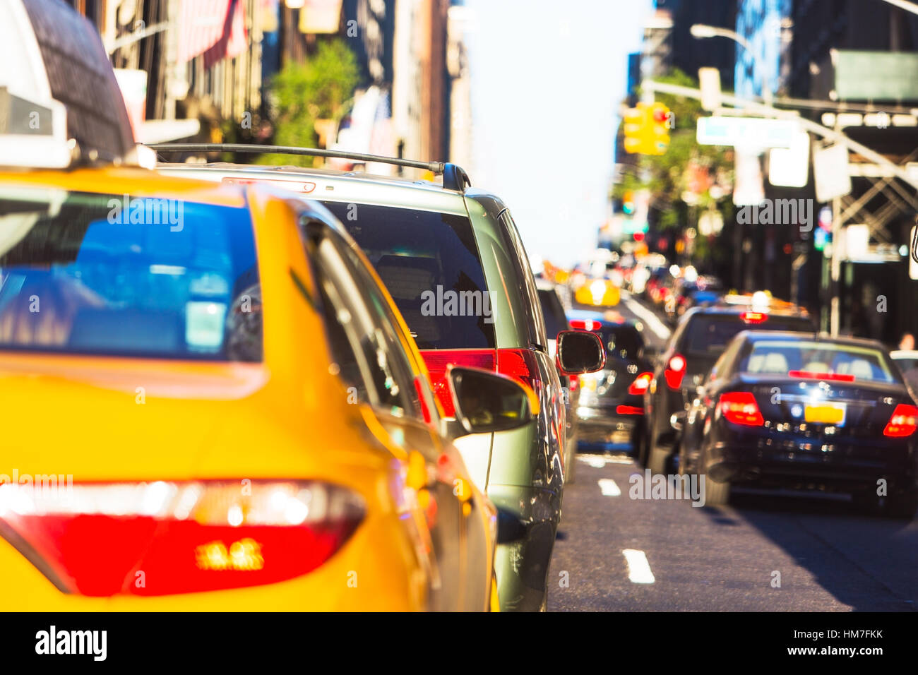 USA, New York, Pkw-Verkehr in der Großstadt Stockfoto