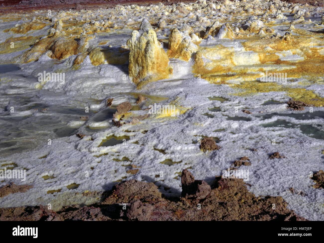 Salzvorkommen, Dallol Vulkankrater, Äthiopien. Stockfoto