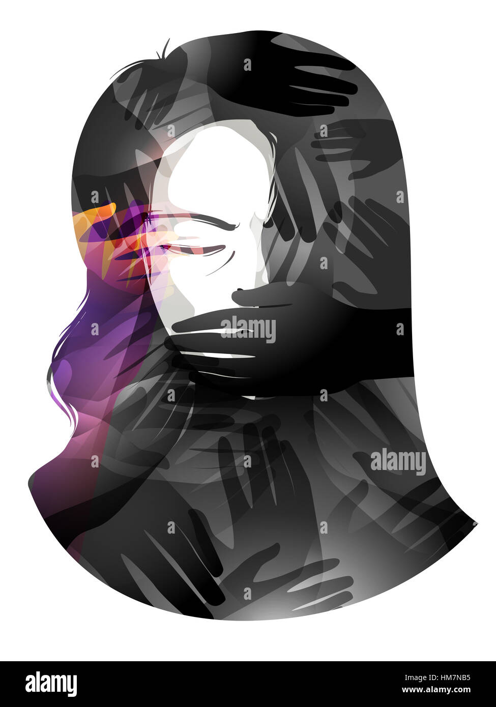 Beispiel für eine Frau mit ihrem Mund bedeckt - eps10 Stockfoto