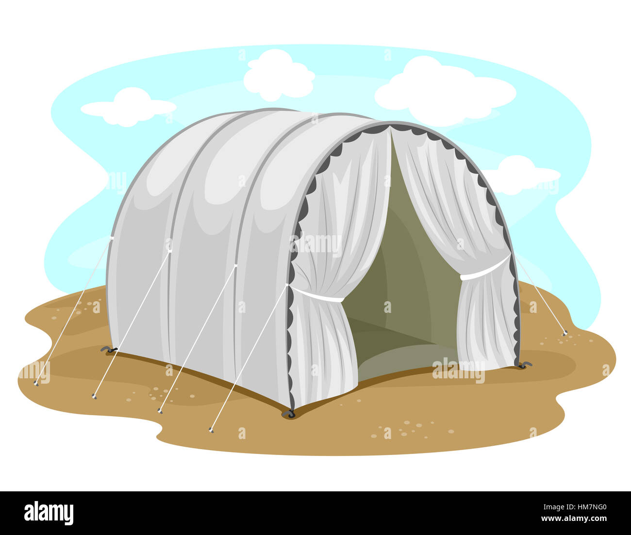 Abbildung mit einer vakanten Zelt in einem Flüchtlingslager Stockfoto