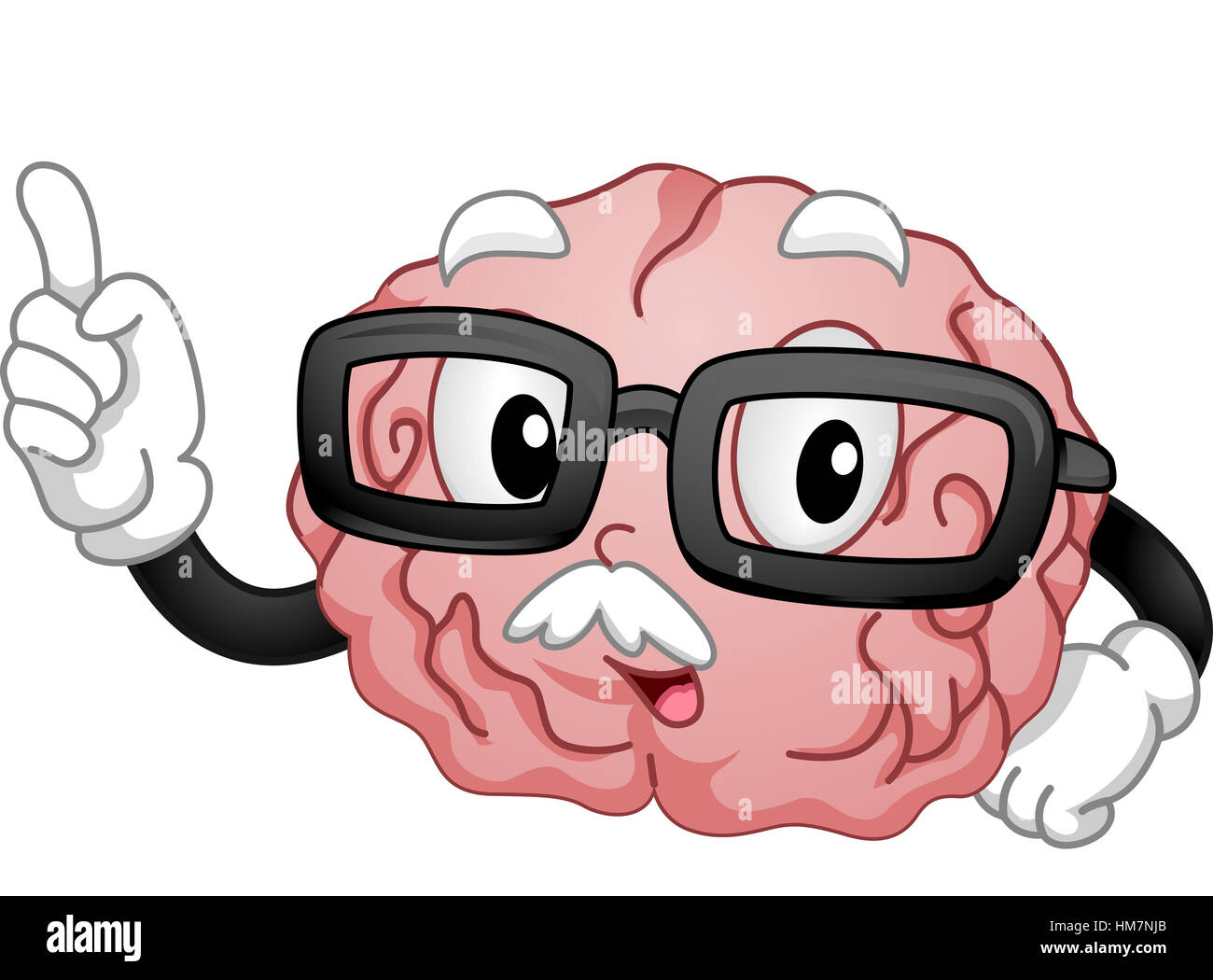 Maskottchen Abbildung eines brillentragende Gehirns unterrichtet eine Klasse Stockfoto