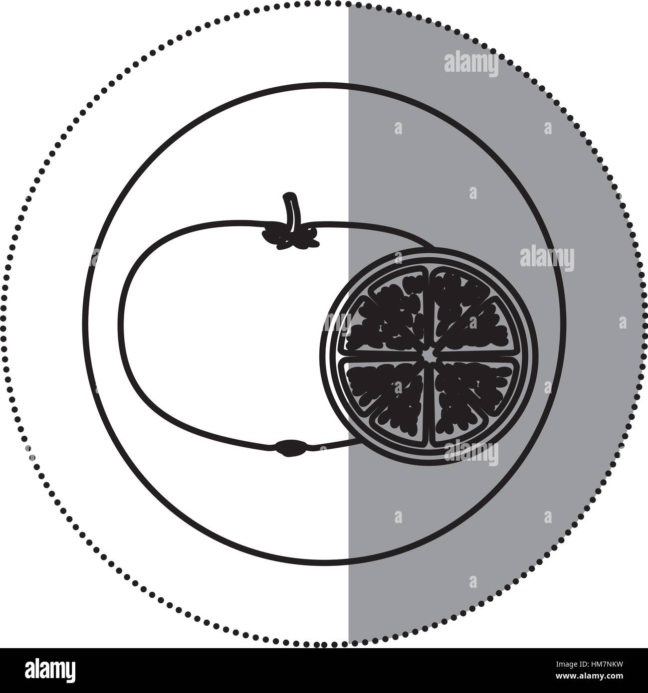 Aufkleber Kontur Kreisform mit Mandarine Frucht und Slice-Vektor-illustration Stock Vektor