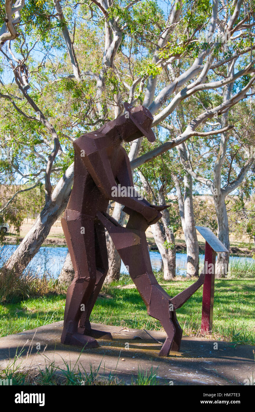 Skulptur zum Gedenken an die Ursprünge des Australian Kelpie Hund züchten, Casterton, Victoria, Westaustralien Stockfoto