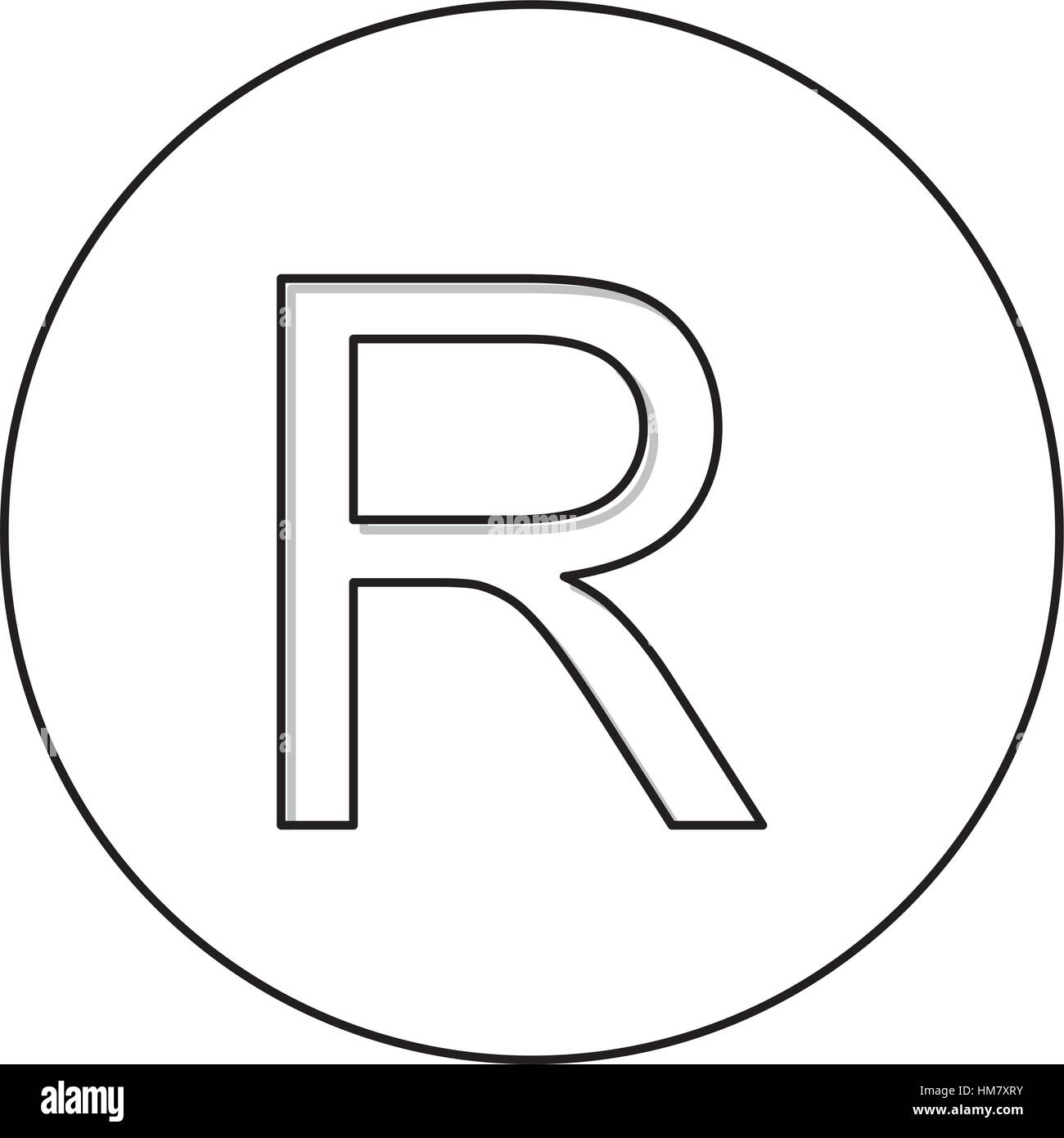 monochrome Kontur mit Währungssymbol des Rand Südafrika im Kreis-Vektor-illustration Stock Vektor