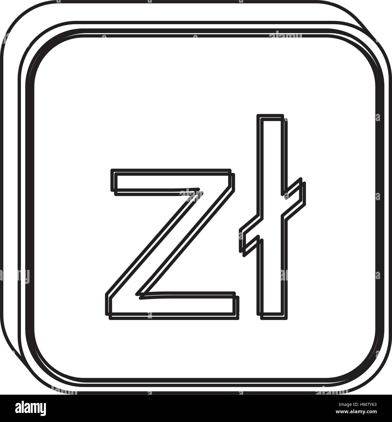 monochrome quadratische Kontur mit Währungssymbol des Polen Zloty Vektor-illustration Stock Vektor