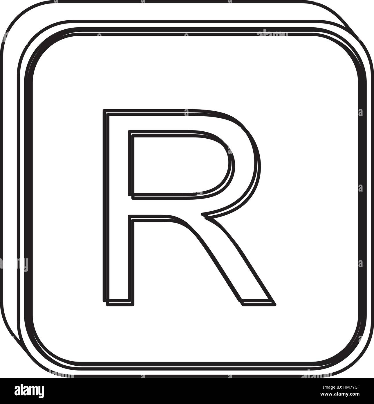 Monochrom quadratisch Kontur mit Währungssymbol des Rand-Südafrika-Vektor-illustration Stock Vektor