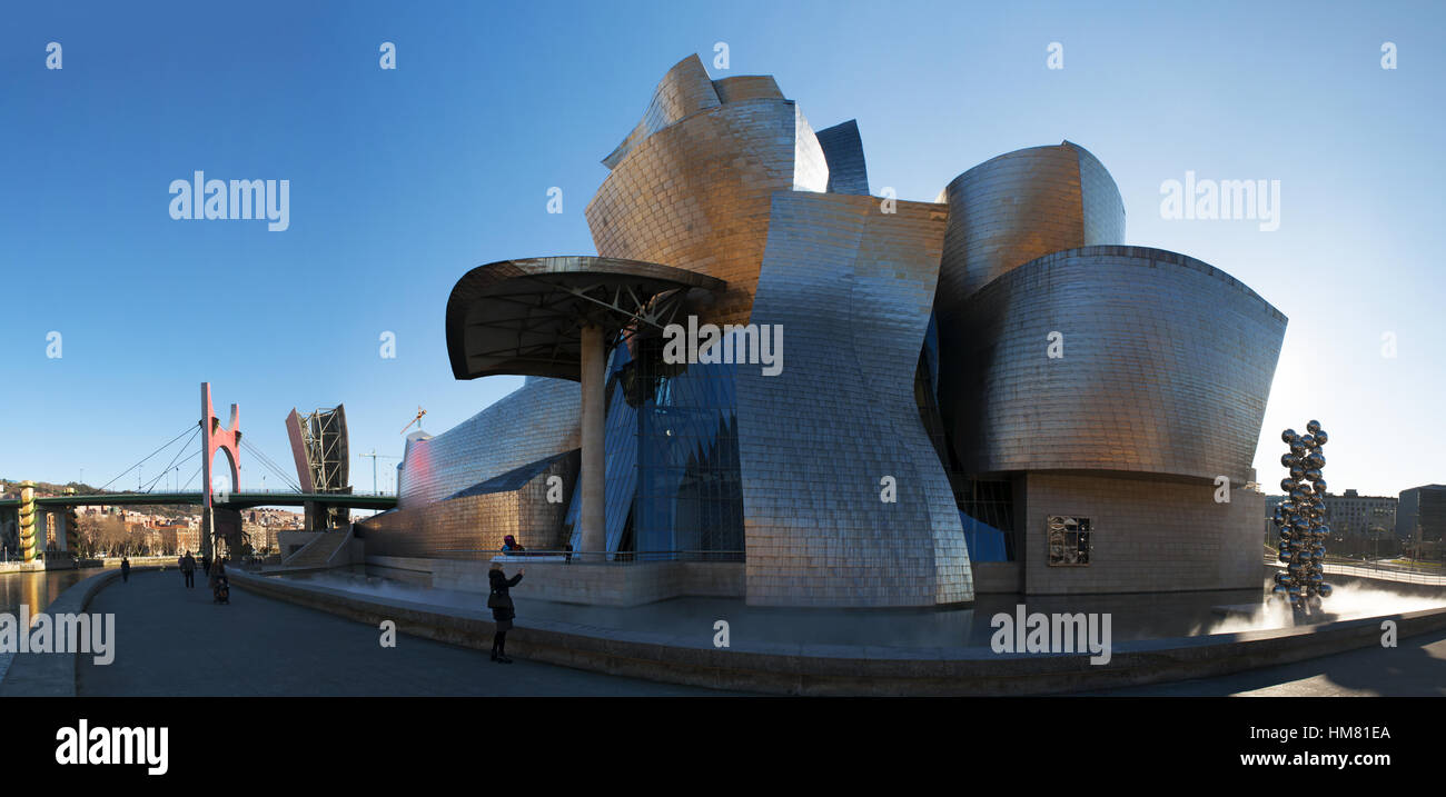 Baskenland, Spanien: Guggenheim Museum Bilbao, das Museum für moderne und zeitgenössische Kunst, entworfen von dem Architekten Frank Gehry Stockfoto