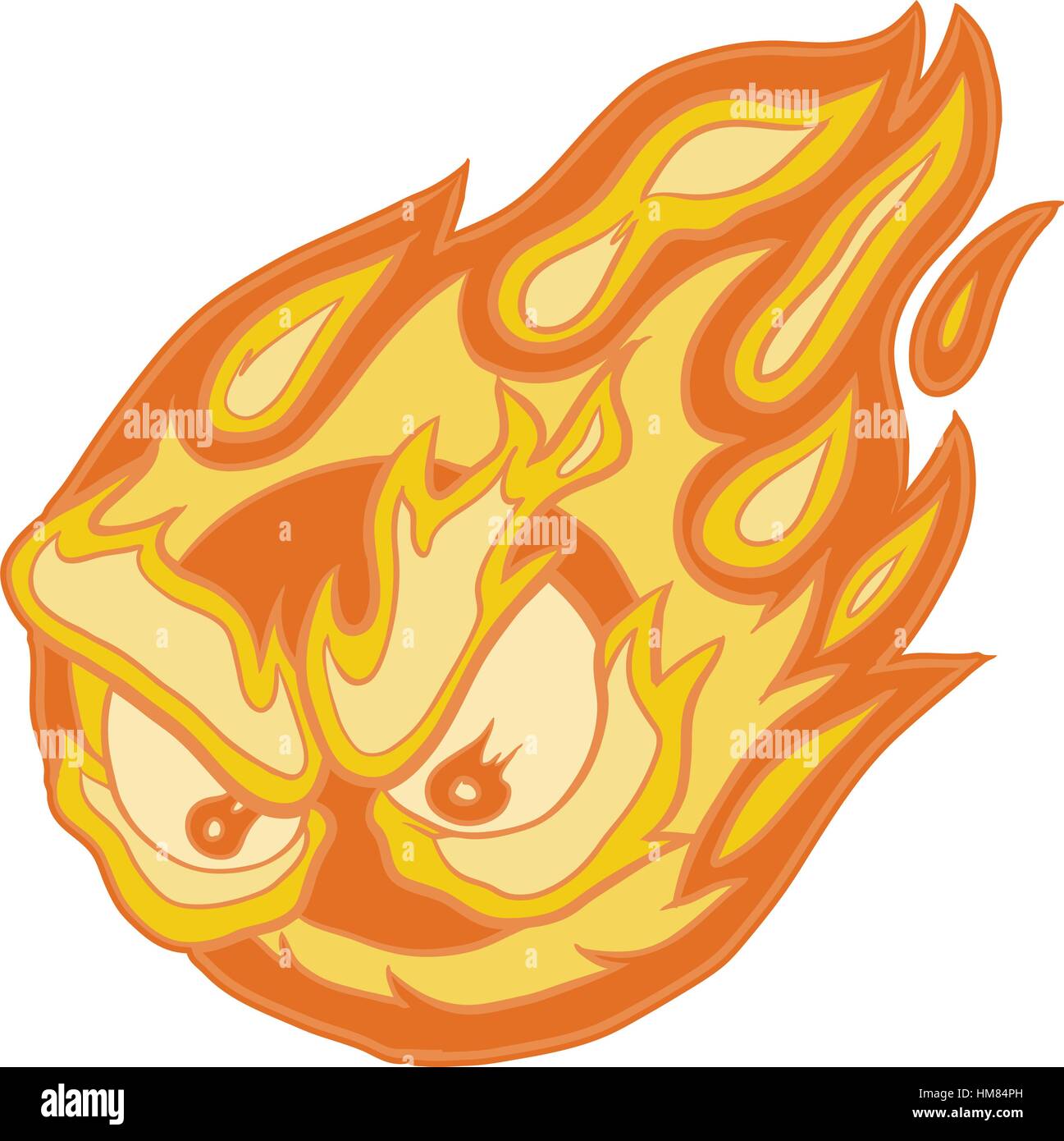 Vektor Clip Art Cartoon-Illustration ein Feuerball-Maskottchen mit zornigen Augen. Stock Vektor
