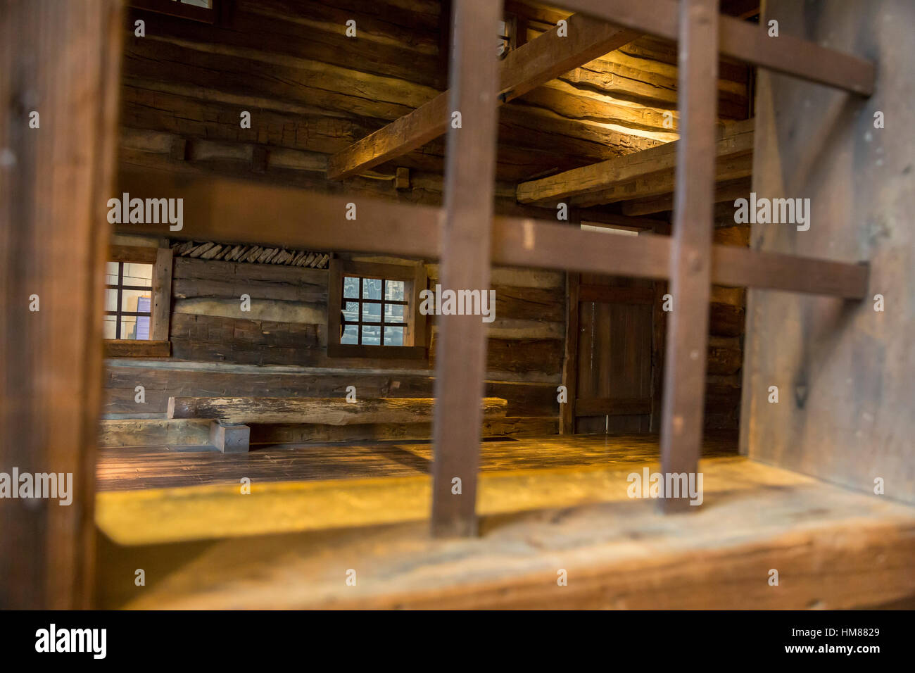 Cincinnati, Ohio - einem frühen 1800 s Slave Stift an der National Underground Railroad Freedom Center. Stockfoto
