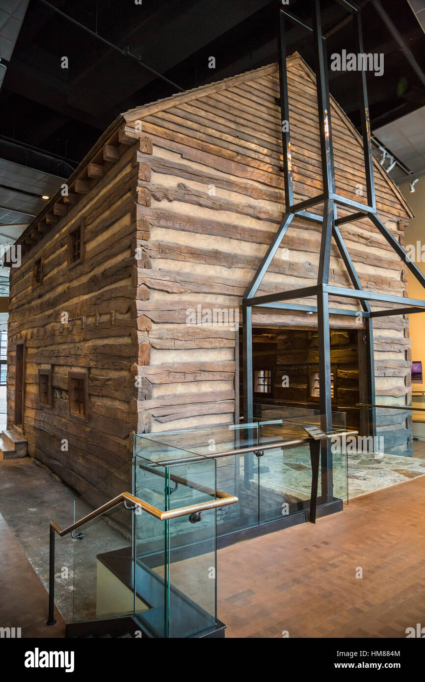 Cincinnati, Ohio - einem frühen 1800 s Slave Stift an der National Underground Railroad Freedom Center, ein Museum über die Geschichte der Sklaverei Stockfoto