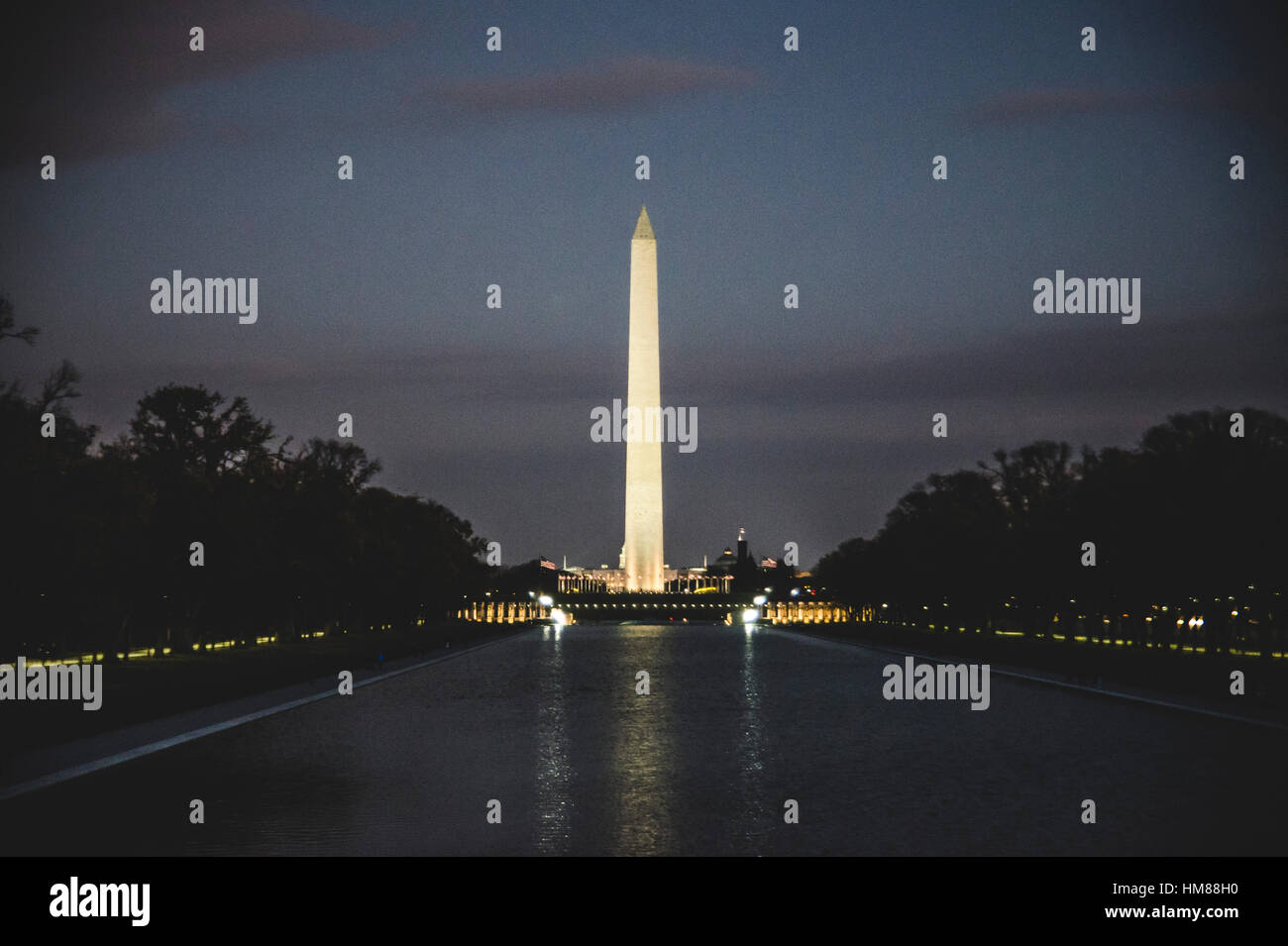 Washington Monument in der Nacht, Washington, DC, USA Stockfoto