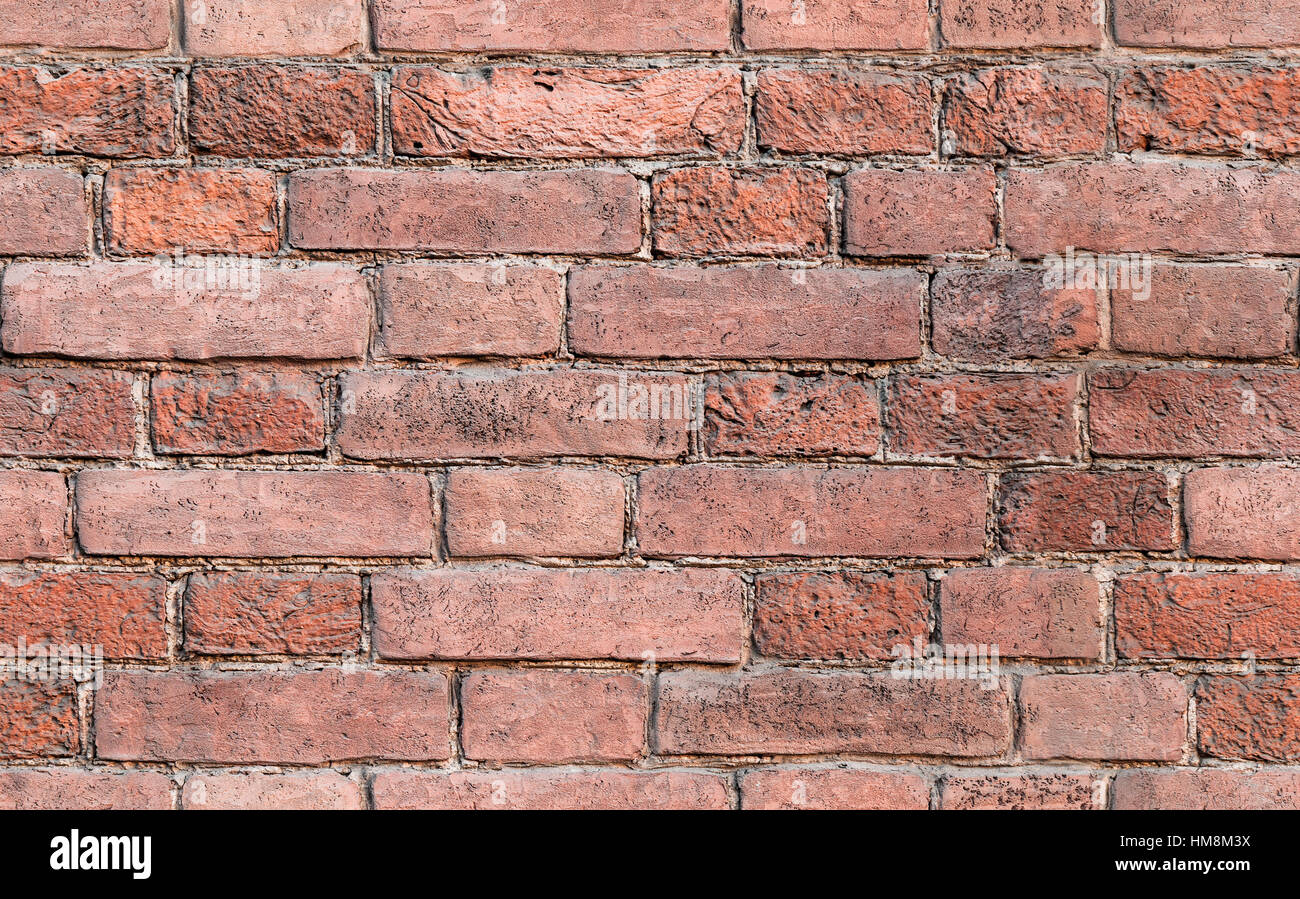 Alten verwitterten roten Backsteinmauer, nahtlose Hintergrundtextur Foto Stockfoto