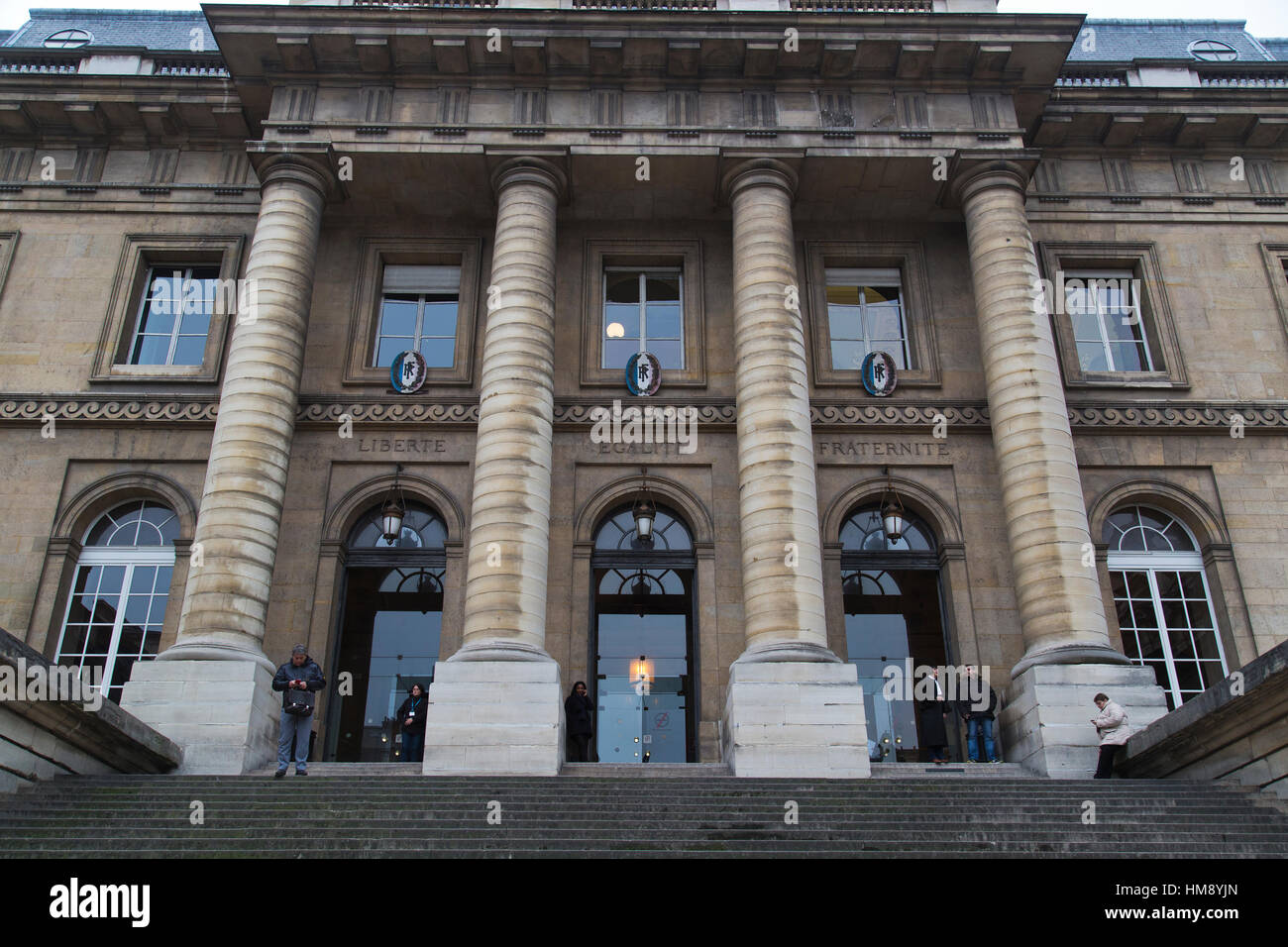 Justizpalast im 4. Arrondissement von Paris Frankreich im Winter Stockfoto
