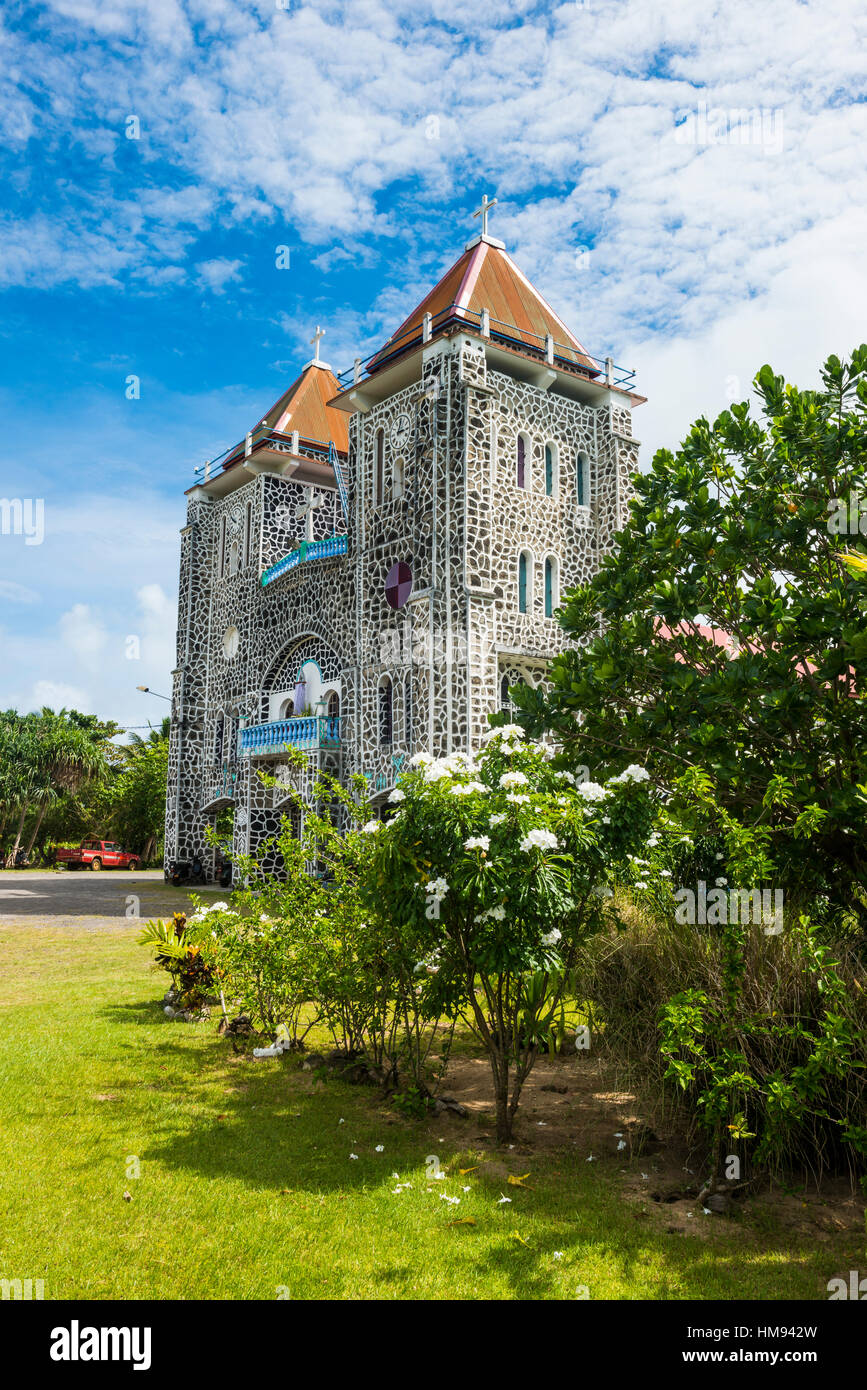 Traditionelle Kirche, Wallis, Wallis und Futuna, South Pacific, Pazifik Stockfoto