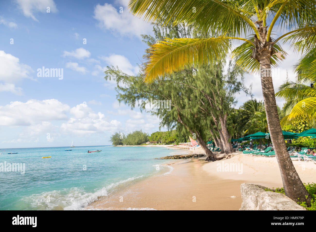 Beach, Holetown, St. James, Barbados, Karibik, Karibik, Mittelamerika Stockfoto