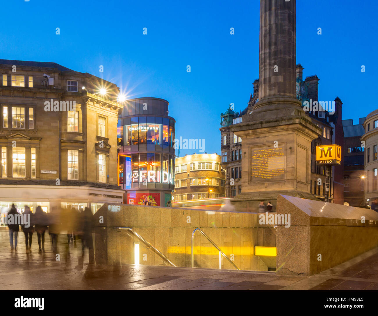 Eingang zur u-Bahn-Station Monument. Newcastle Upon Tyne, England. UK Stockfoto